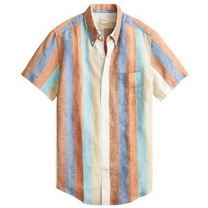 J.Crew Baird McNutt Irish Linen Shirt Classic Short-Sleeve Button Front Stripe M